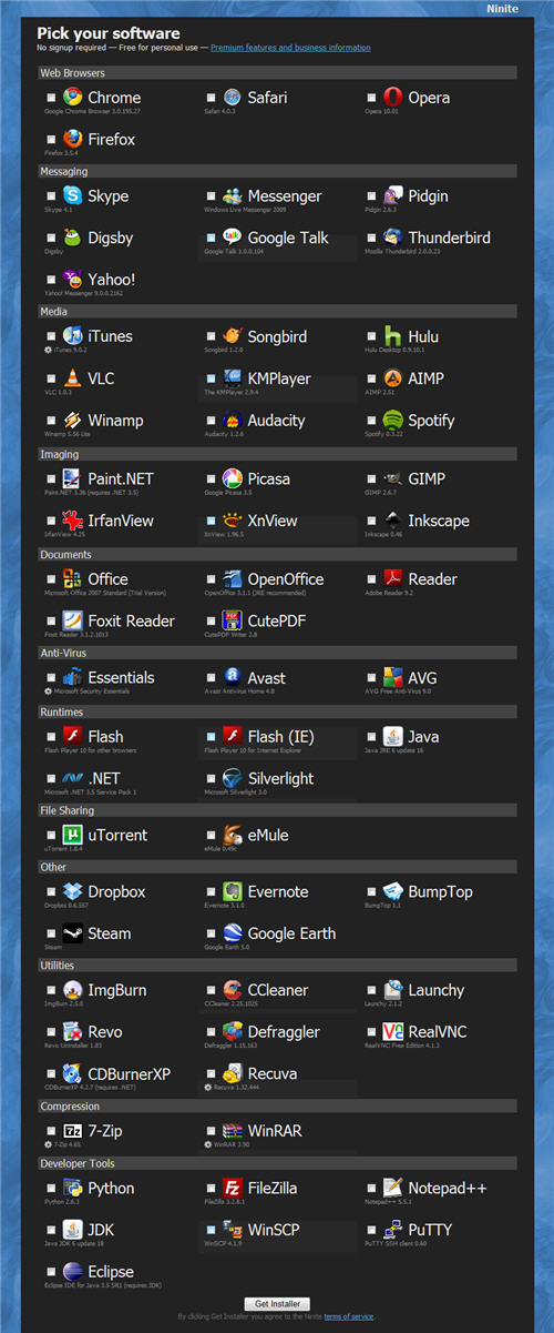 Ninite l โหลดฟรีแพกเกจโปรแกรมสามัญประจำเครื่อง